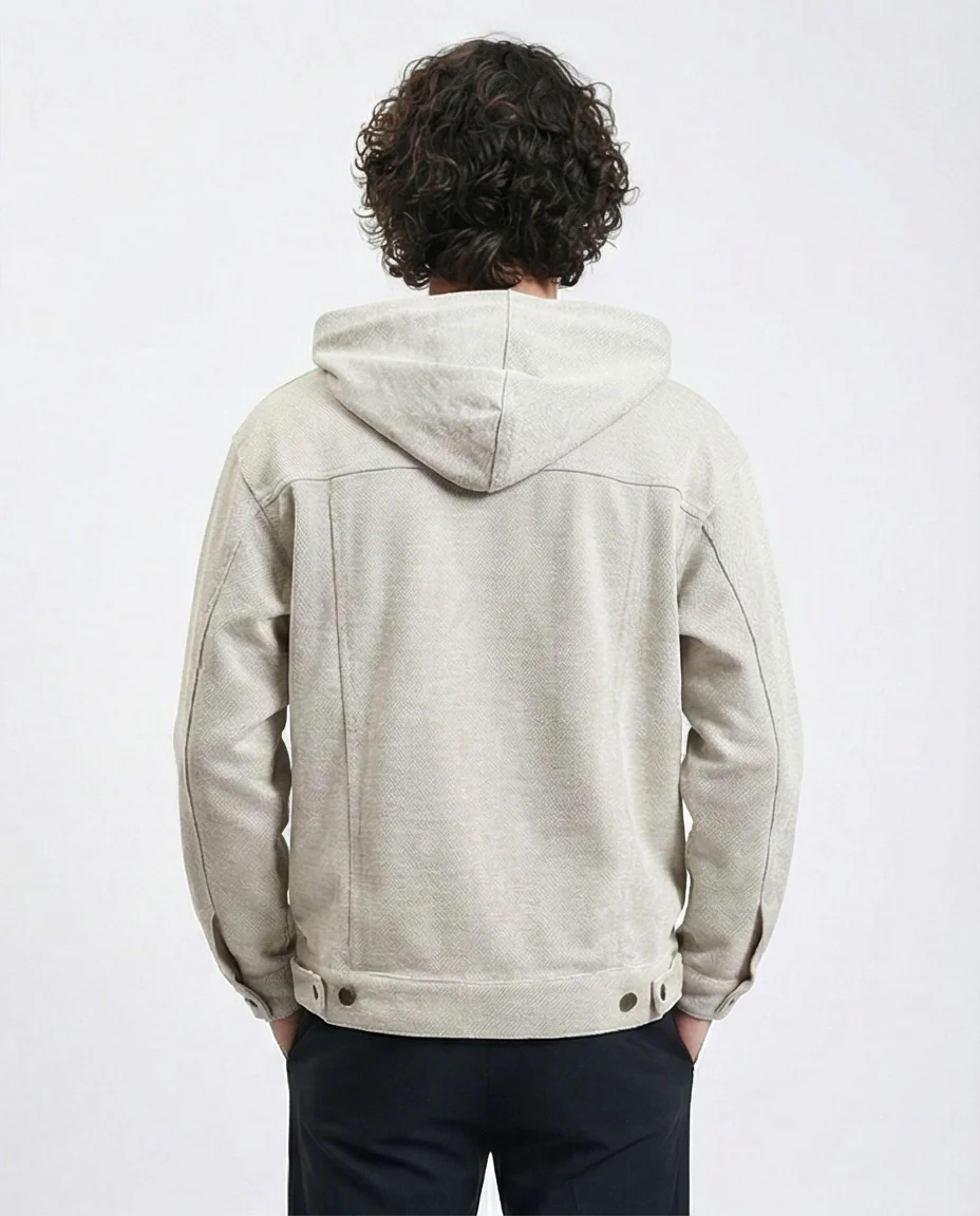 R214590 - Light Ribbed Slip On Hoodie - Heather Grey - Image 2