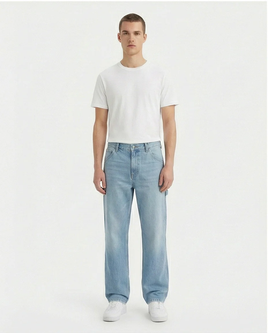 Light Wash Carpenter Loose Fit Jeans - Image 3