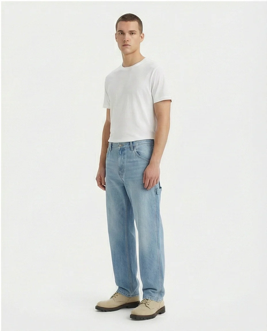 Light Wash Carpenter Loose Fit Jeans - Image 4