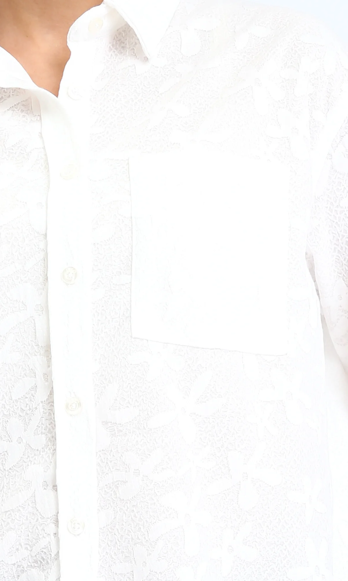 R206078 - Long Sleeve Cotton Floral Shirt - White - Image 3