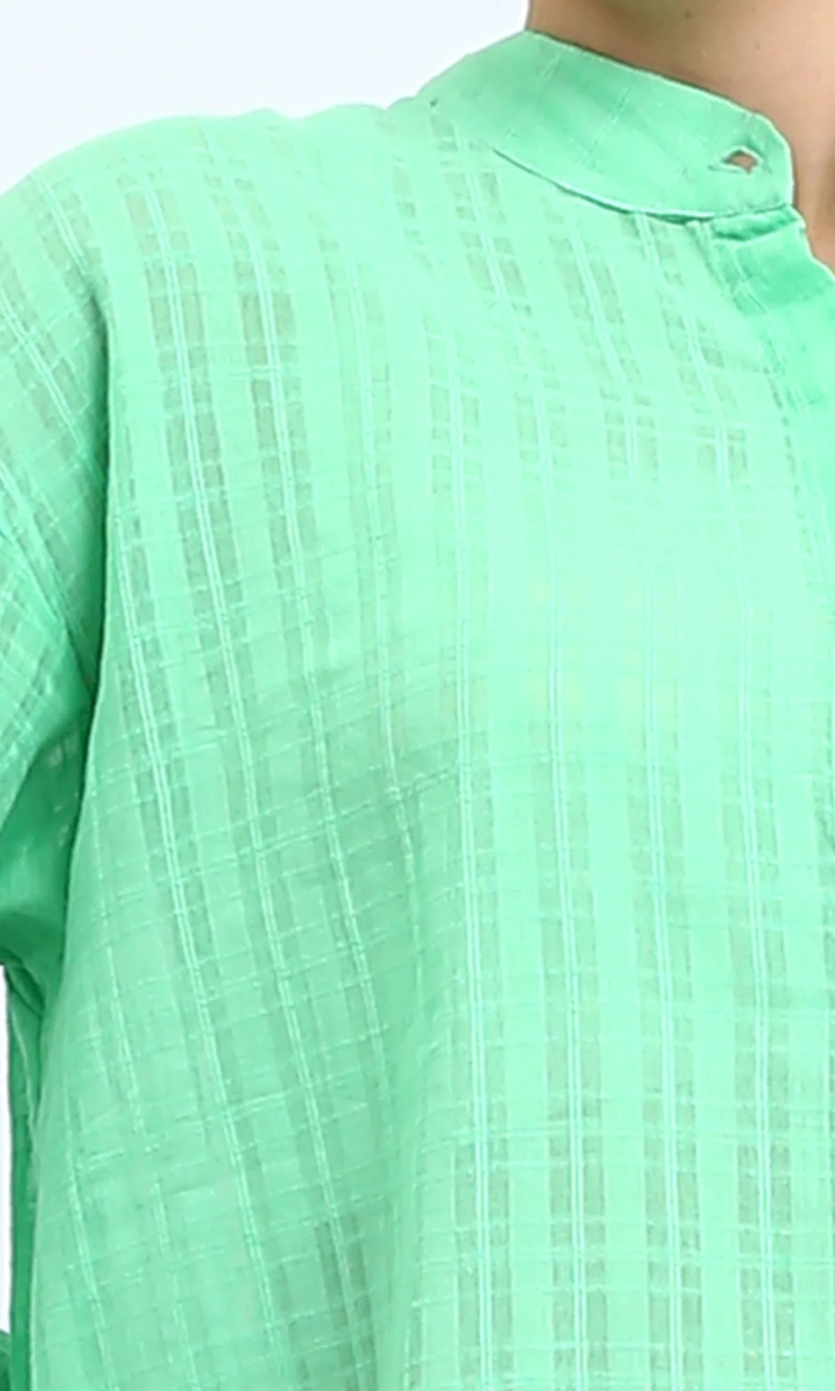 R206077 - Long Sleeves Buttons Down Long Shirt - Green - Image 3