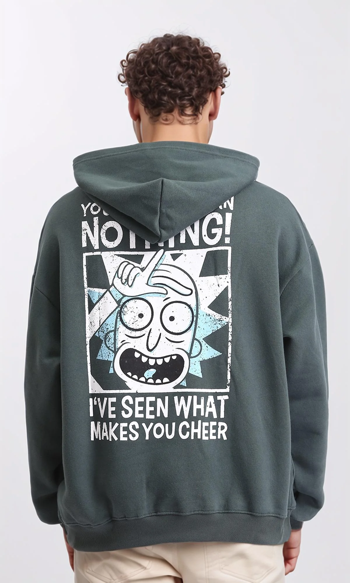 R207857 - Long Sleeves Coziness Printed Hoodie - Dark Jade - Image 2