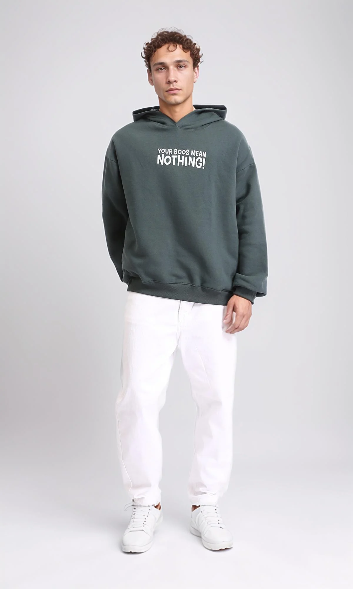 R207857 - Long Sleeves Coziness Printed Hoodie - Dark Jade - Image 4