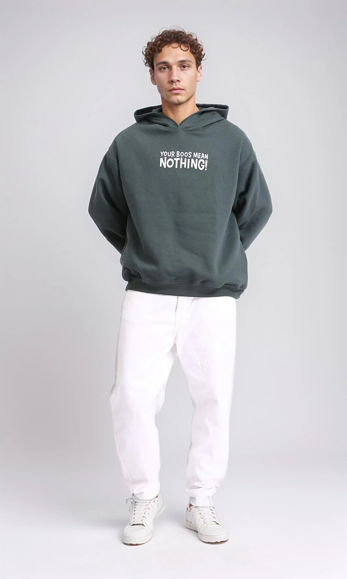 R207857 - Long Sleeves Coziness Printed Hoodie - Dark Jade - Image 5