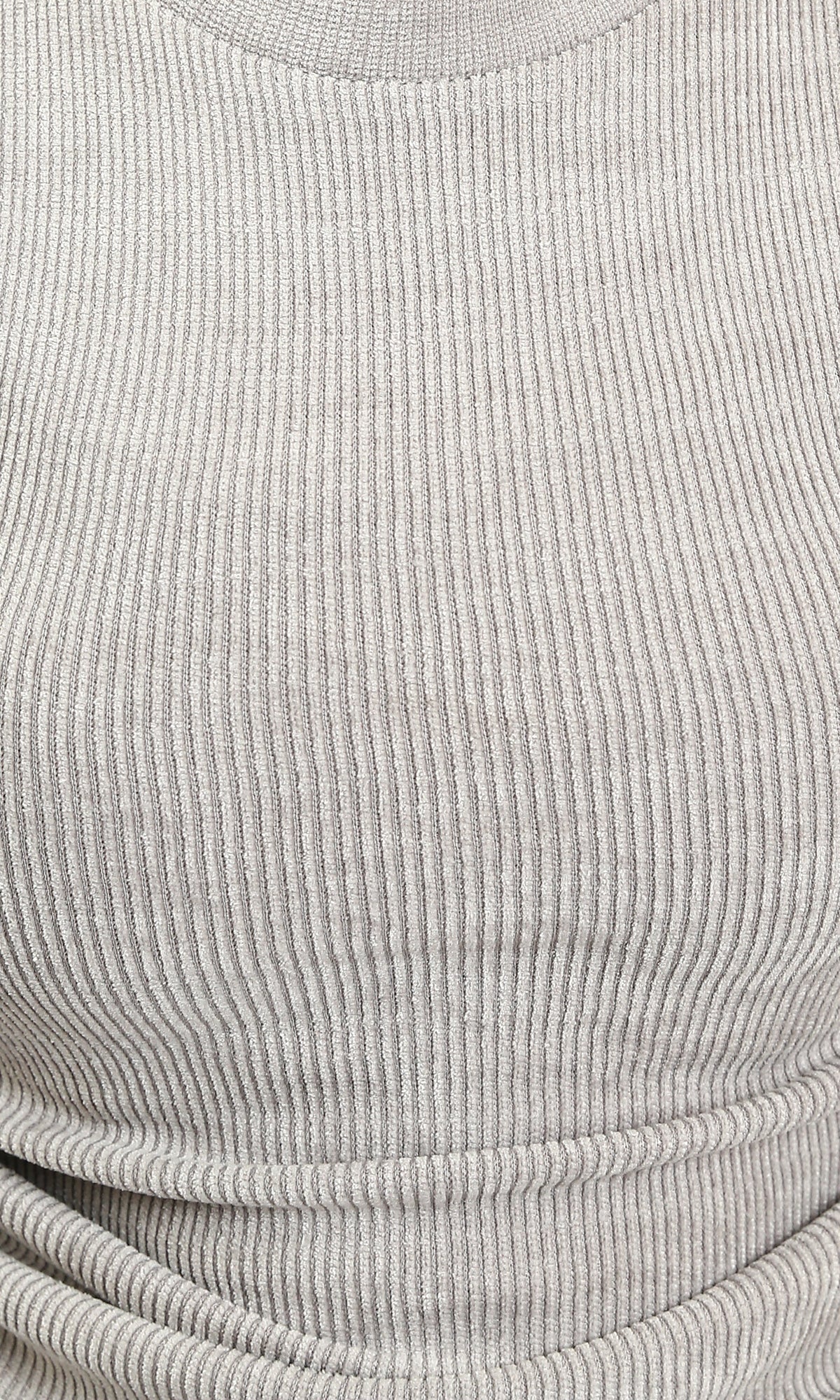 R215788 - Long Sleeves Ribbed Top with Drawstring - Grey - Image 3
