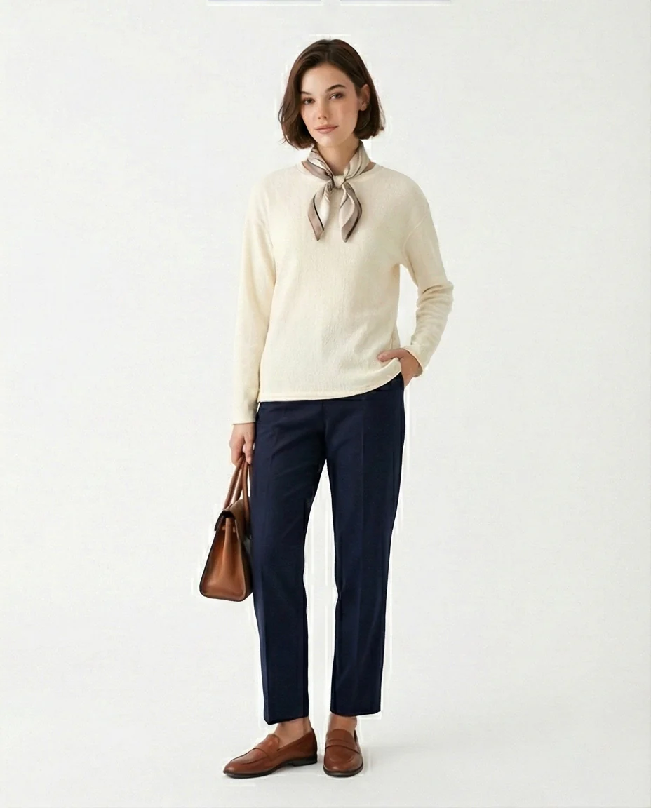 R212118 - Long Sleeves Slip On Long Blouse - Off-White - Image 5