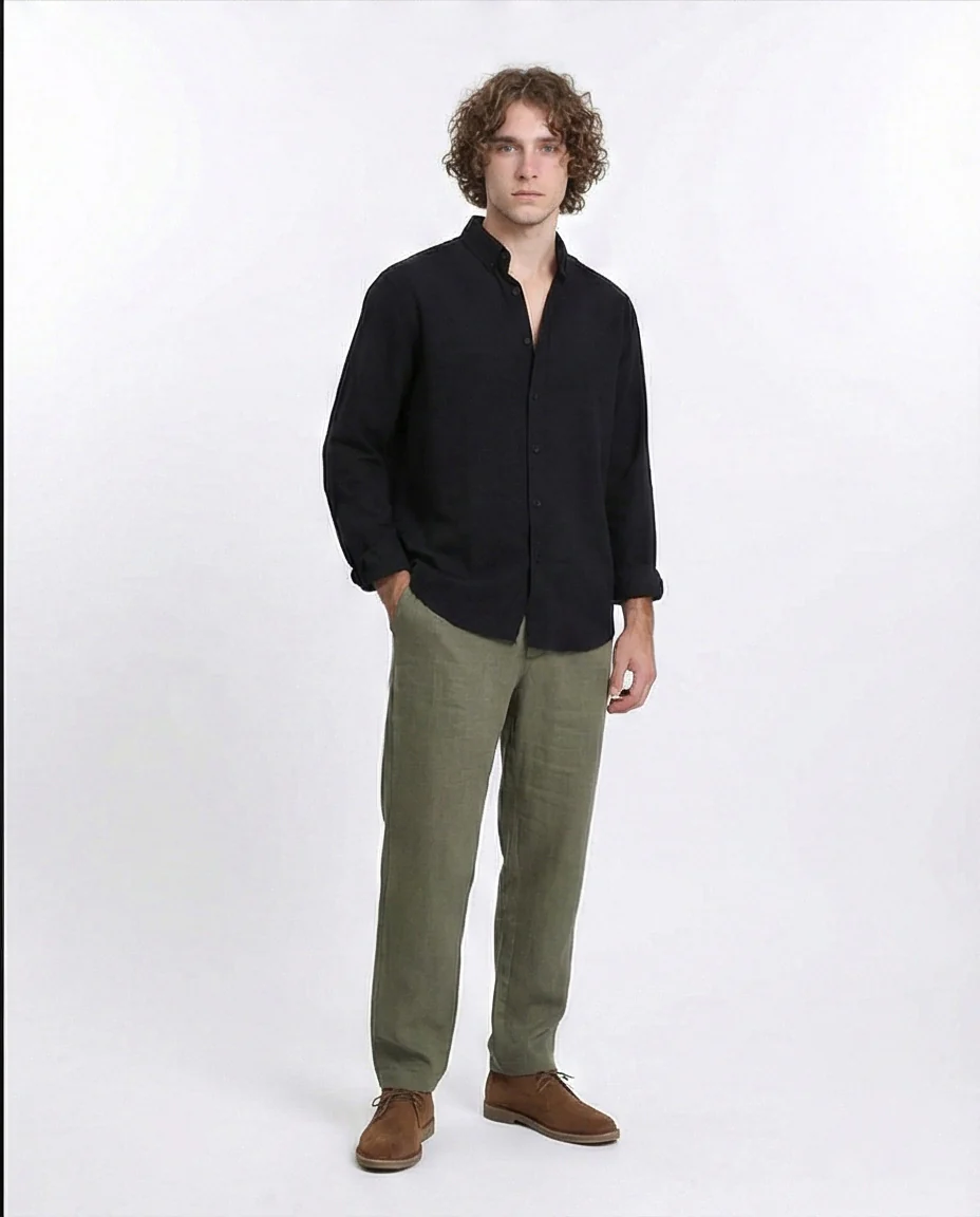 R209964 - Long Sleeves Solid Classic Shirt - Black - Image 5