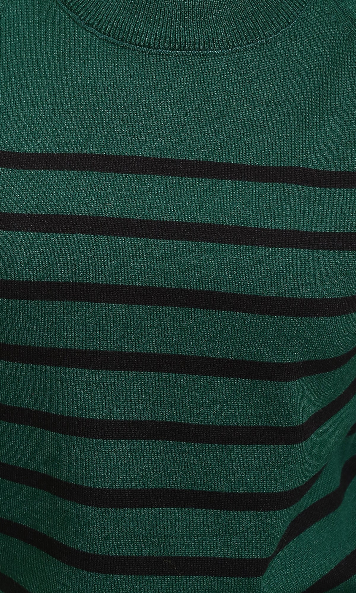 R214323 - Long Sleeves Striped Long Pullover - Dark Green & Black - Image 3