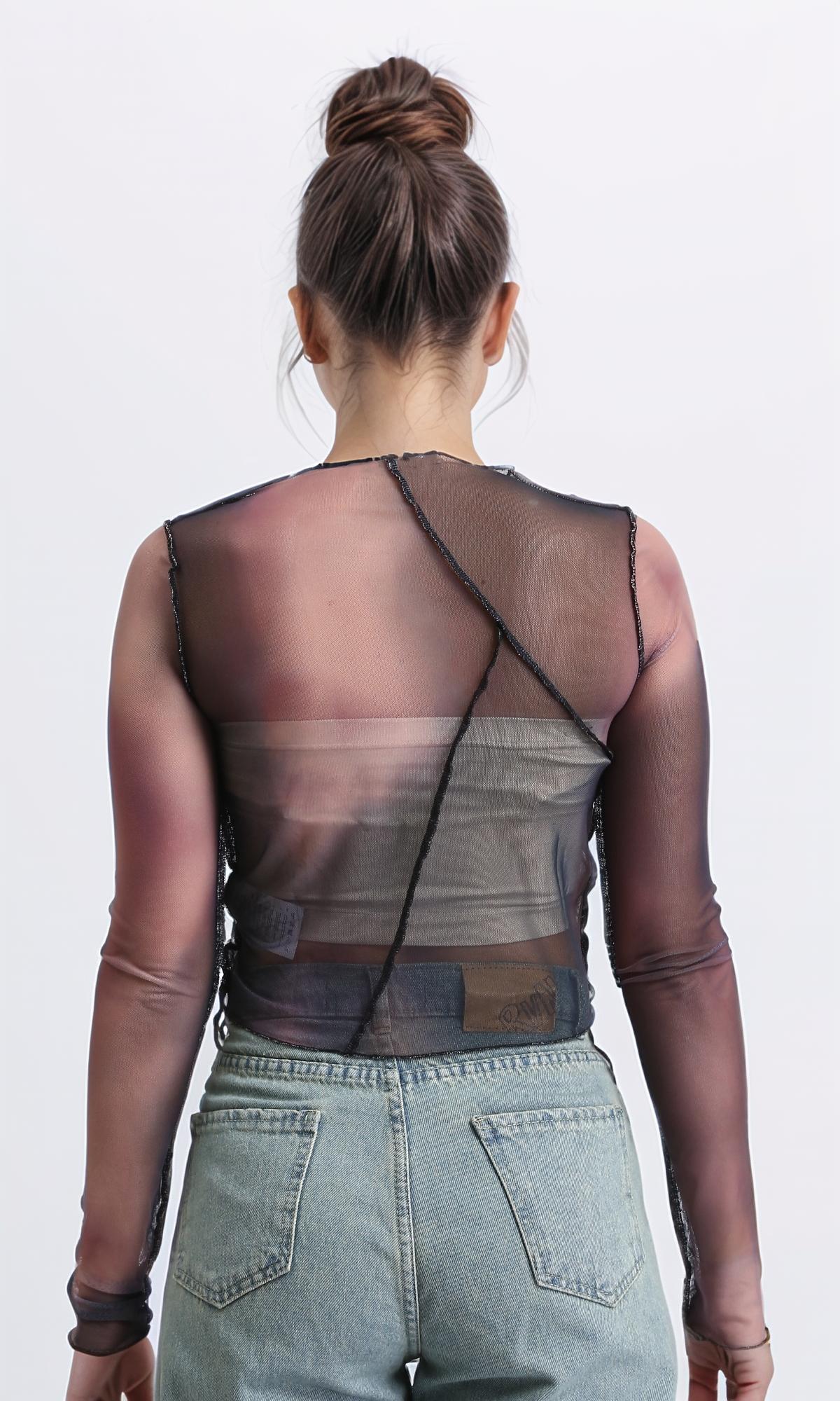 R209251 - Long Sleeves Summer Sheer Top - Multicolor - Image 2