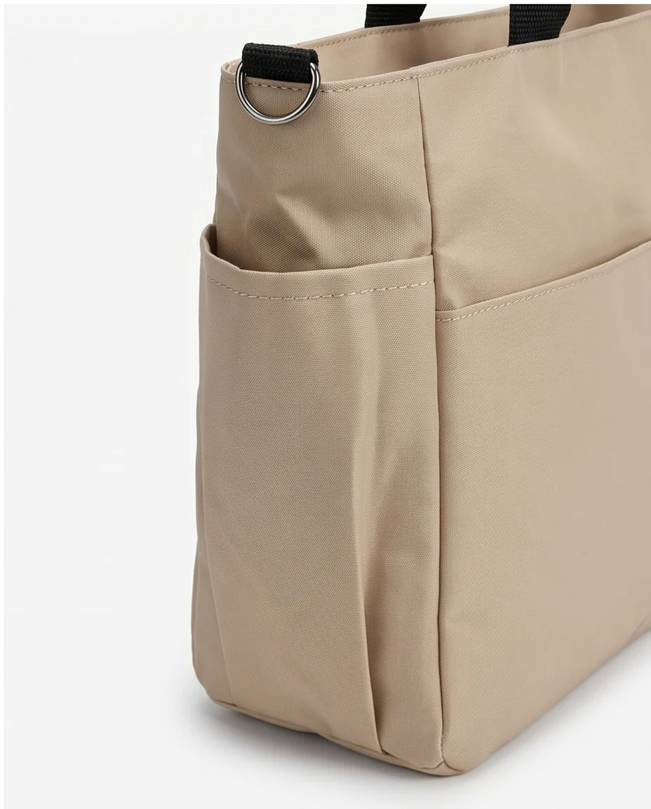 Lucky Girl Beige Multi-Pocket Nylon Tote Bag - R216623 - Image 4
