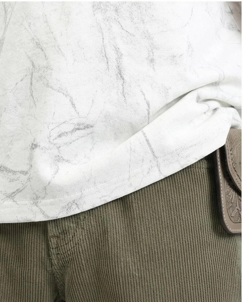 Ravin Marble-Print Oversized Boxy T-Shirt – White/Grey - White & Grey - R209089 - Image 3