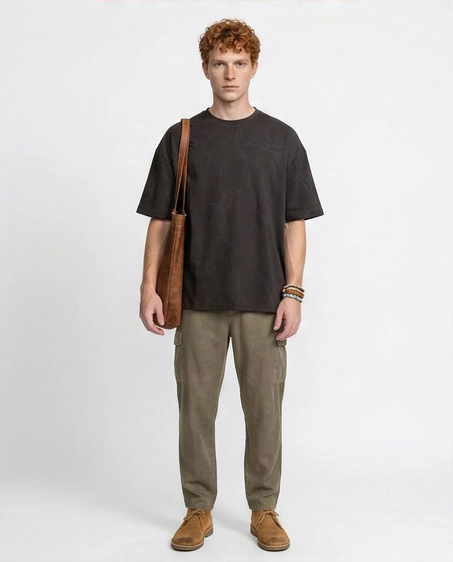 Ravin Marble-Print Oversized T-Shirt - Black - R209092 - Image 4