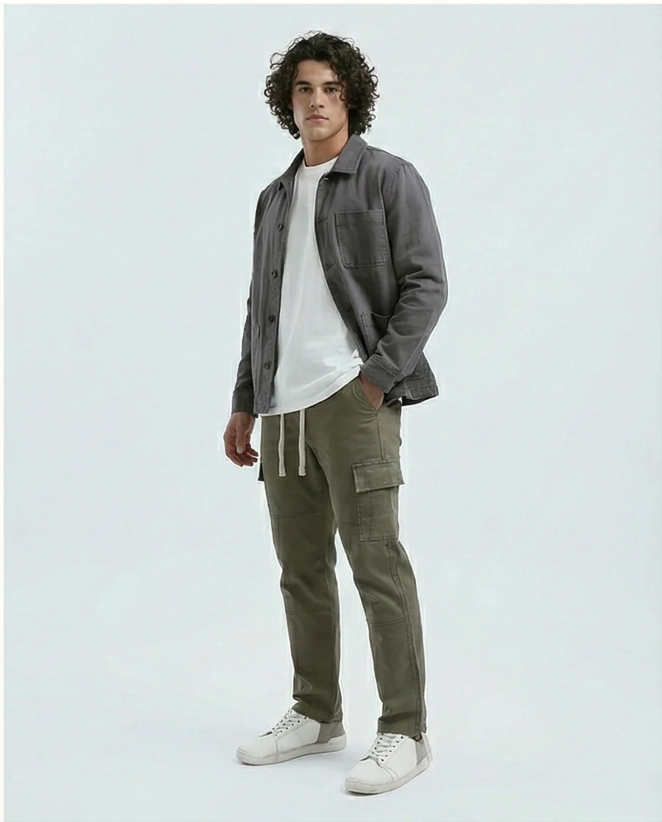 Olive Green Utility Cargo Drawstring Trousers - O192462 - Image 4