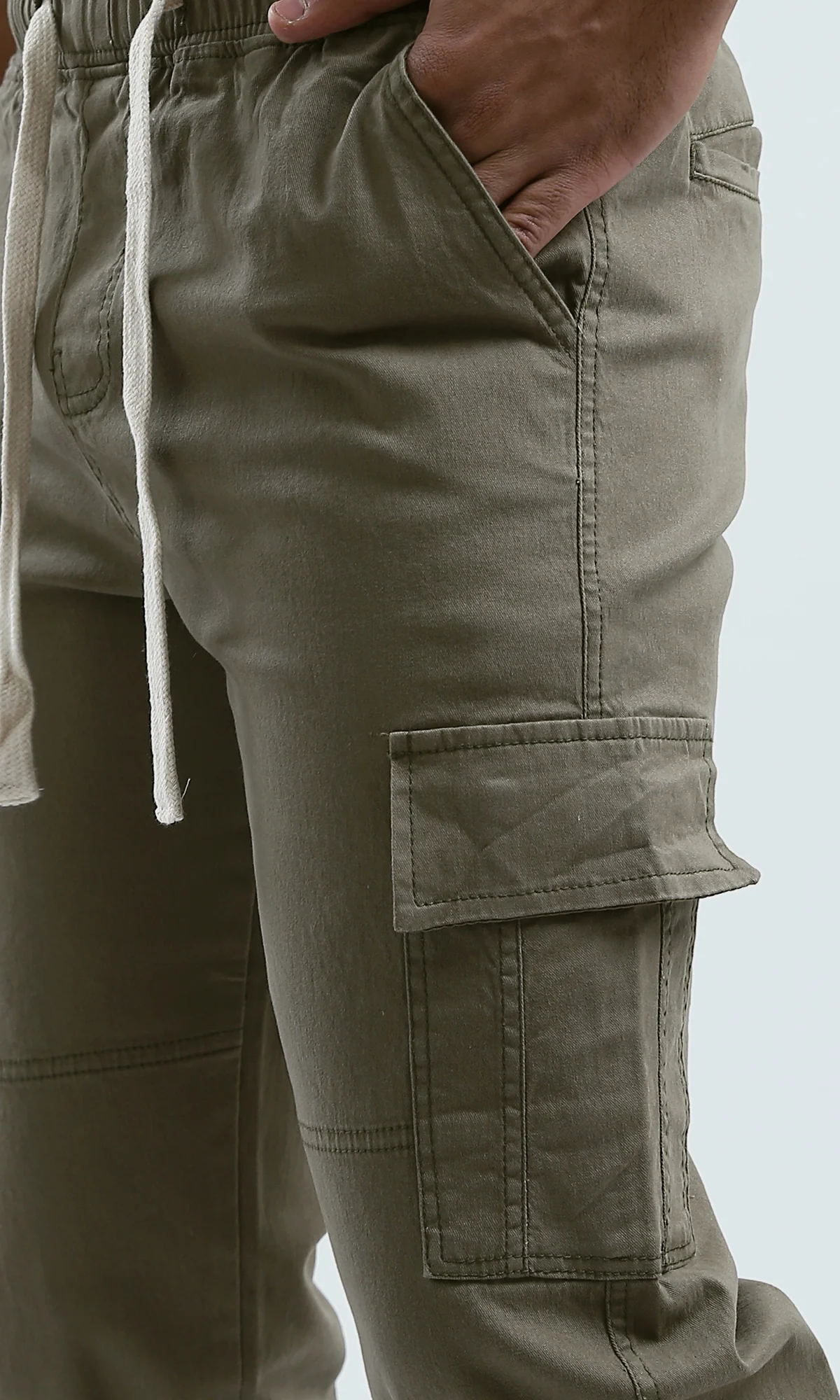 Olive Green Utility Cargo Drawstring Trousers - O192462 - Image 5