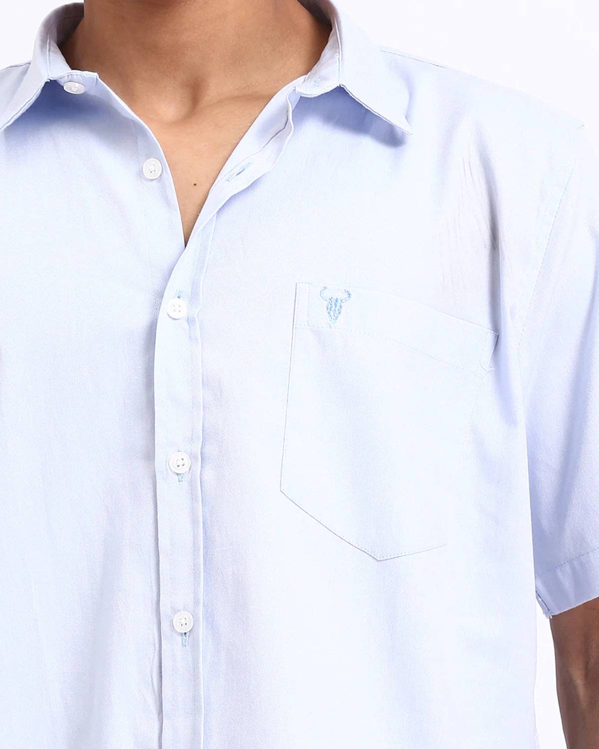 Ravin Men’s 100% Cotton Essential Short Sleeve Shirt - Sky Blue - R206967 - Image 4