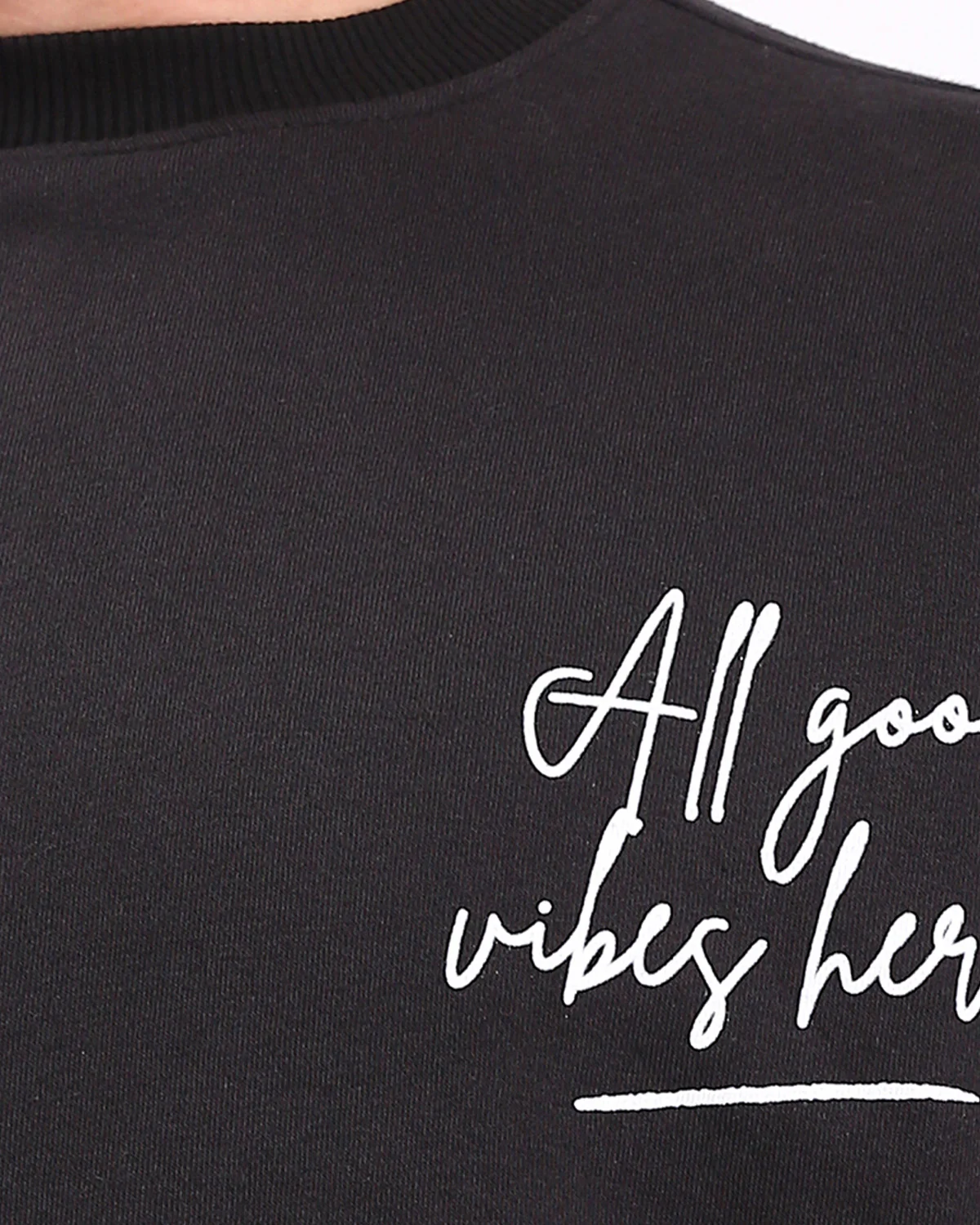 Ravin | Men’s "All Good Vibes" Oversized Graphic Sweatshirt - Black - R212205 - Image 4
