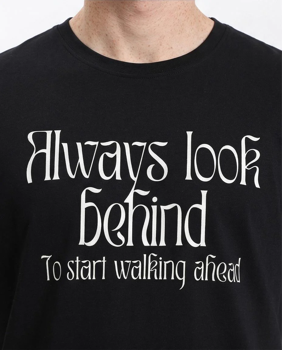 RAVIN Men’s "Always Look Behind" Graphic T-Shirt – Elevated Street Collection - Black - R209364 - Image 3