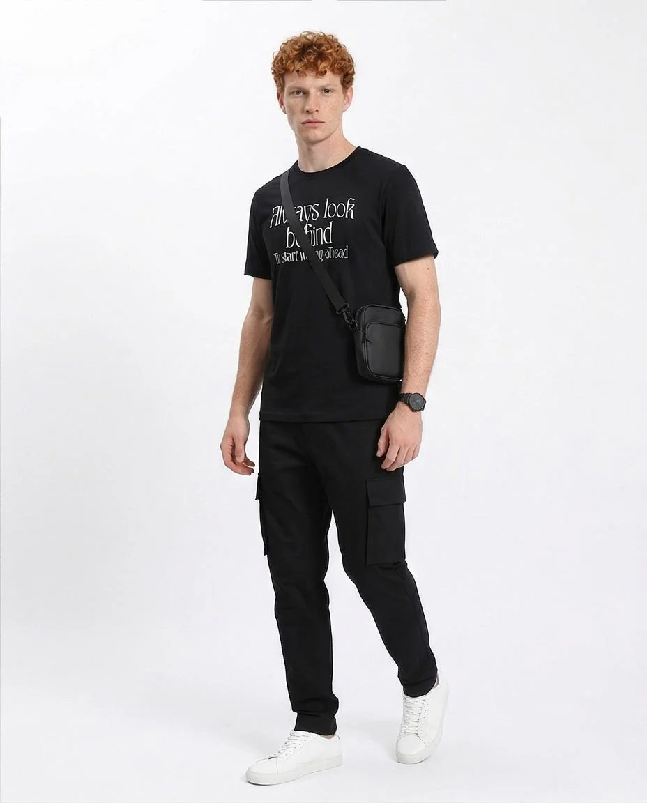 RAVIN Men’s "Always Look Behind" Graphic T-Shirt – Elevated Street Collection - Black - R209364 - Image 4