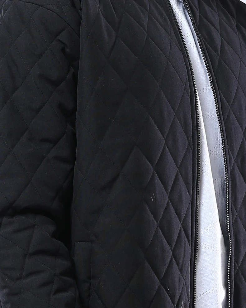 Men's Black Diamond Quilted Bomber Jacket - O175349 - Image 4