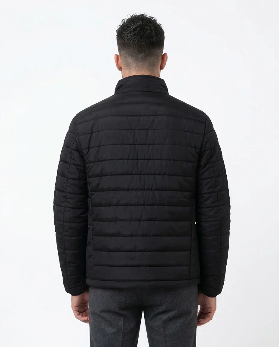 Black Quilted Lightweight Puffer Jacket - O173258 - Image 2