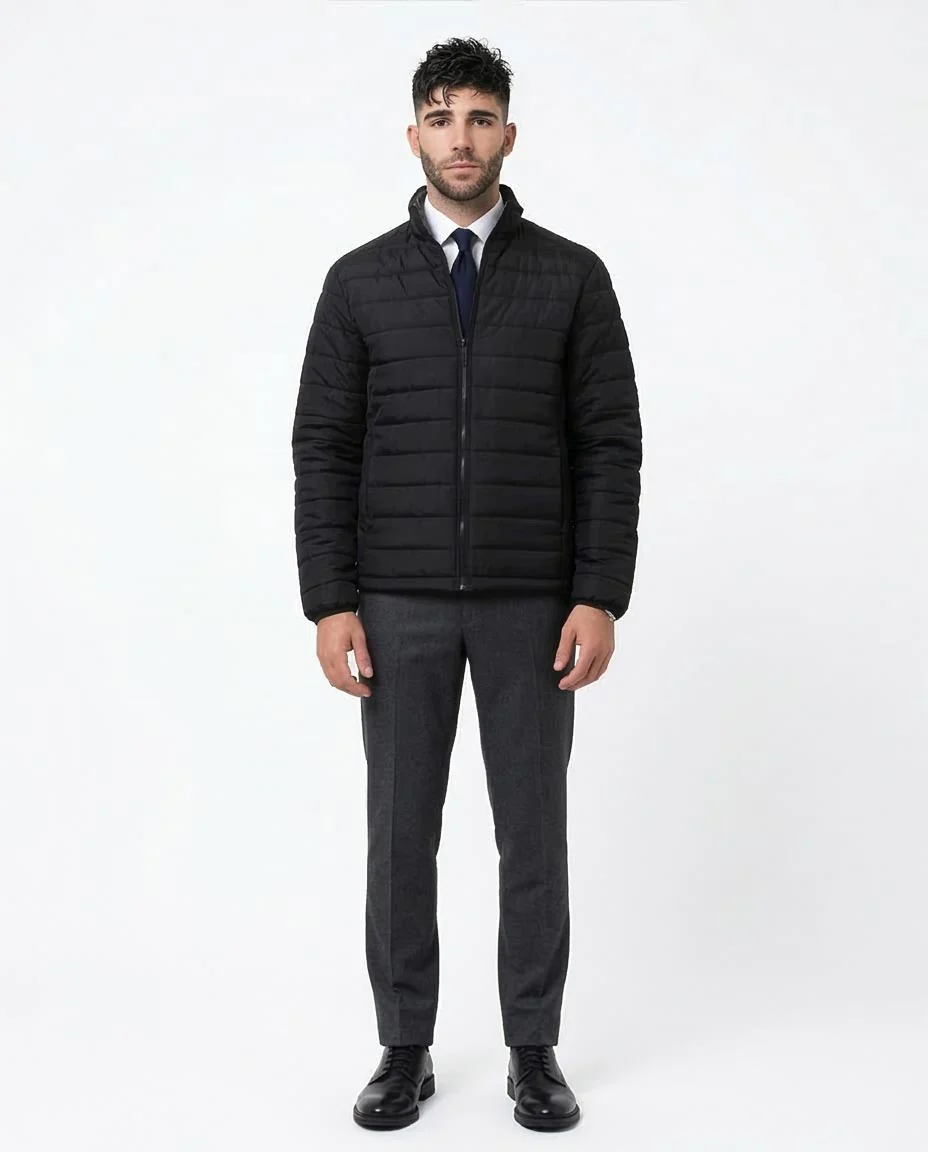 Black Quilted Lightweight Puffer Jacket - O173258 - Image 3