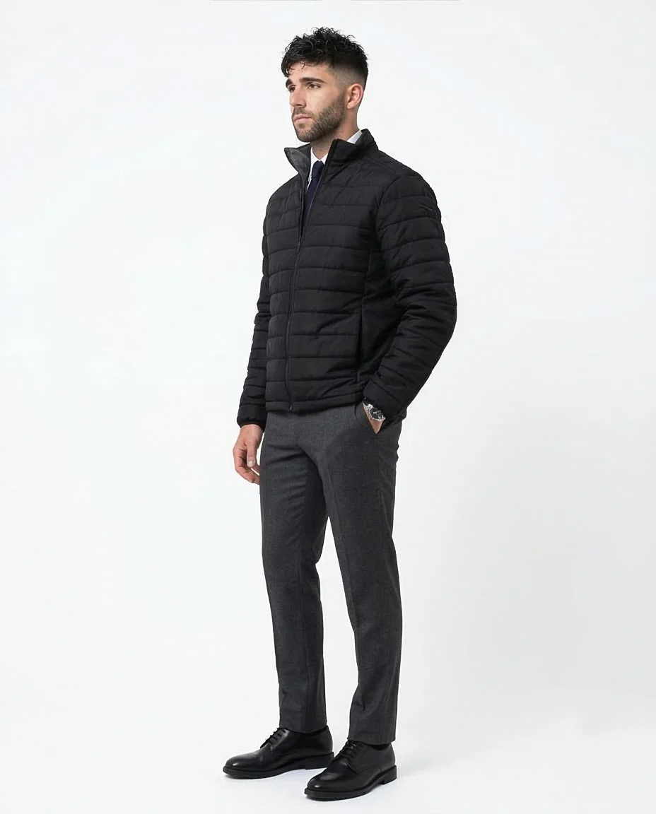 Black Quilted Lightweight Puffer Jacket - O173258 - Image 5