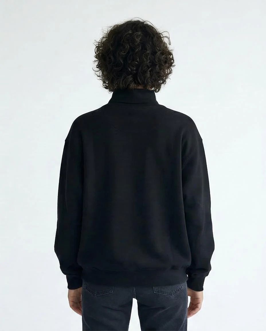 Men's Midnight Black Mock Neck Relaxed Fit Pullover - O201261 - Image 2