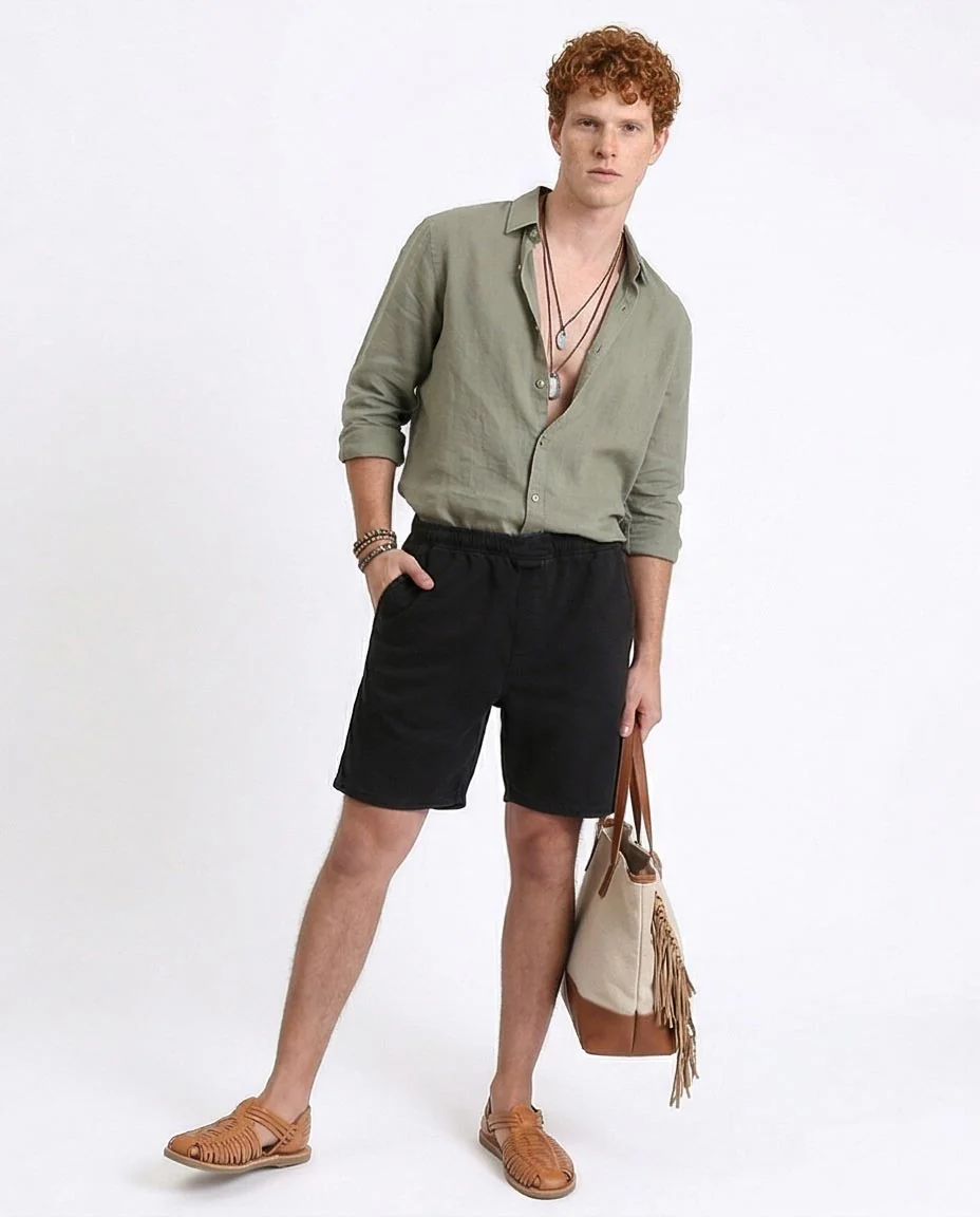 Ravin Men's Black Solid Slip-On Casual Shorts - Relaxed Fit Elastic Waist Short - R213142 - Image 3