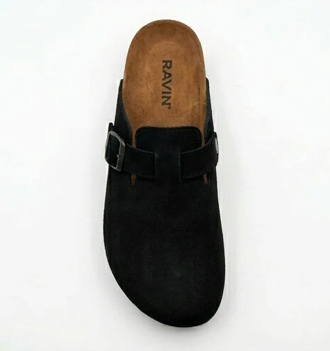Black Suede-Effect Buckle Clogs - R215537 - Image 3