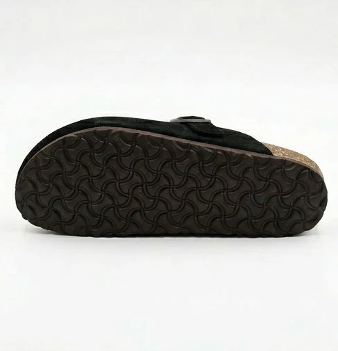 Black Suede-Effect Buckle Clogs - R215537 - Image 4
