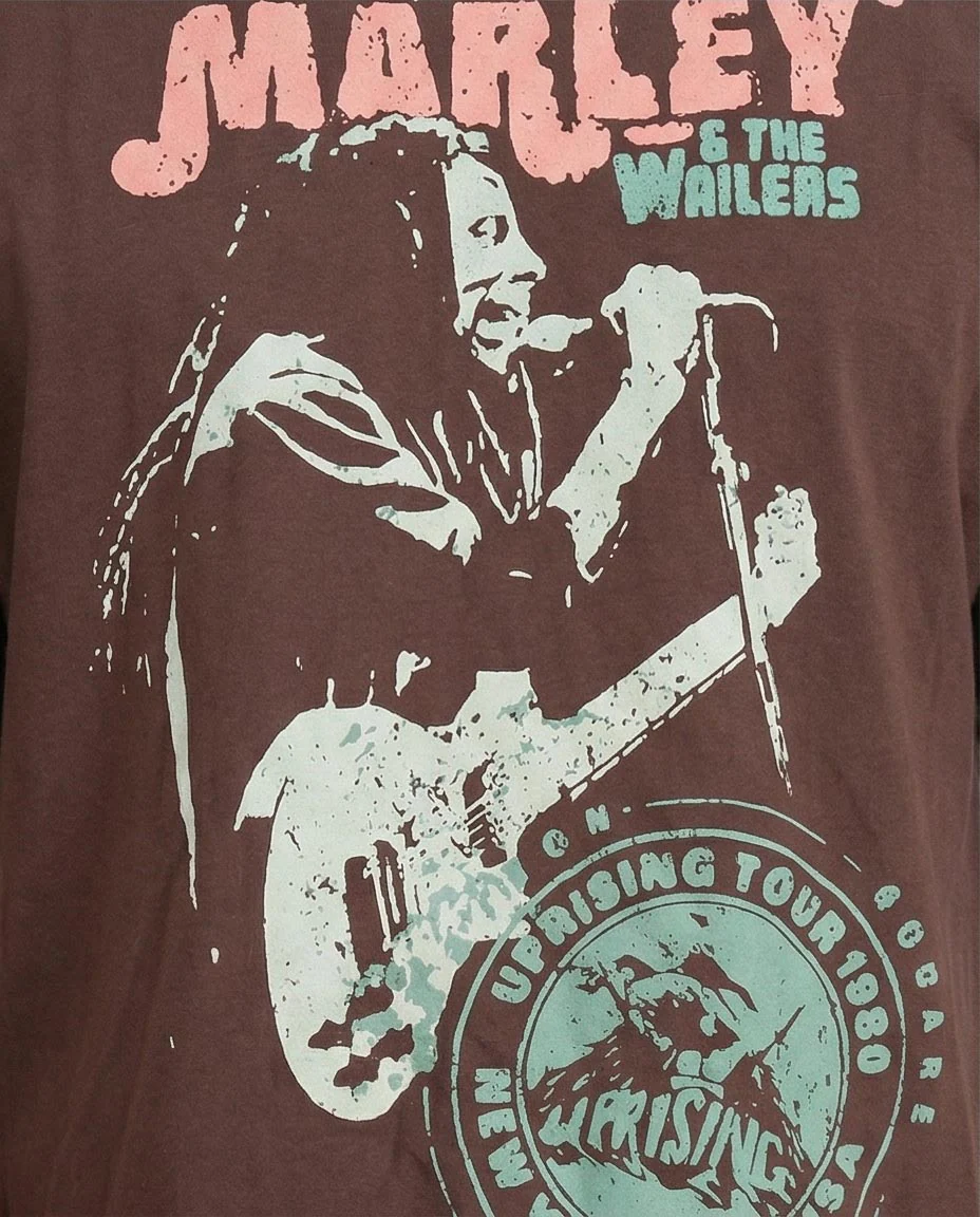 Ravin Men’s Bob Marley Uprising Tour 1980 Graphic T-Shirt - Vintage Brown - O203076 - Image 3