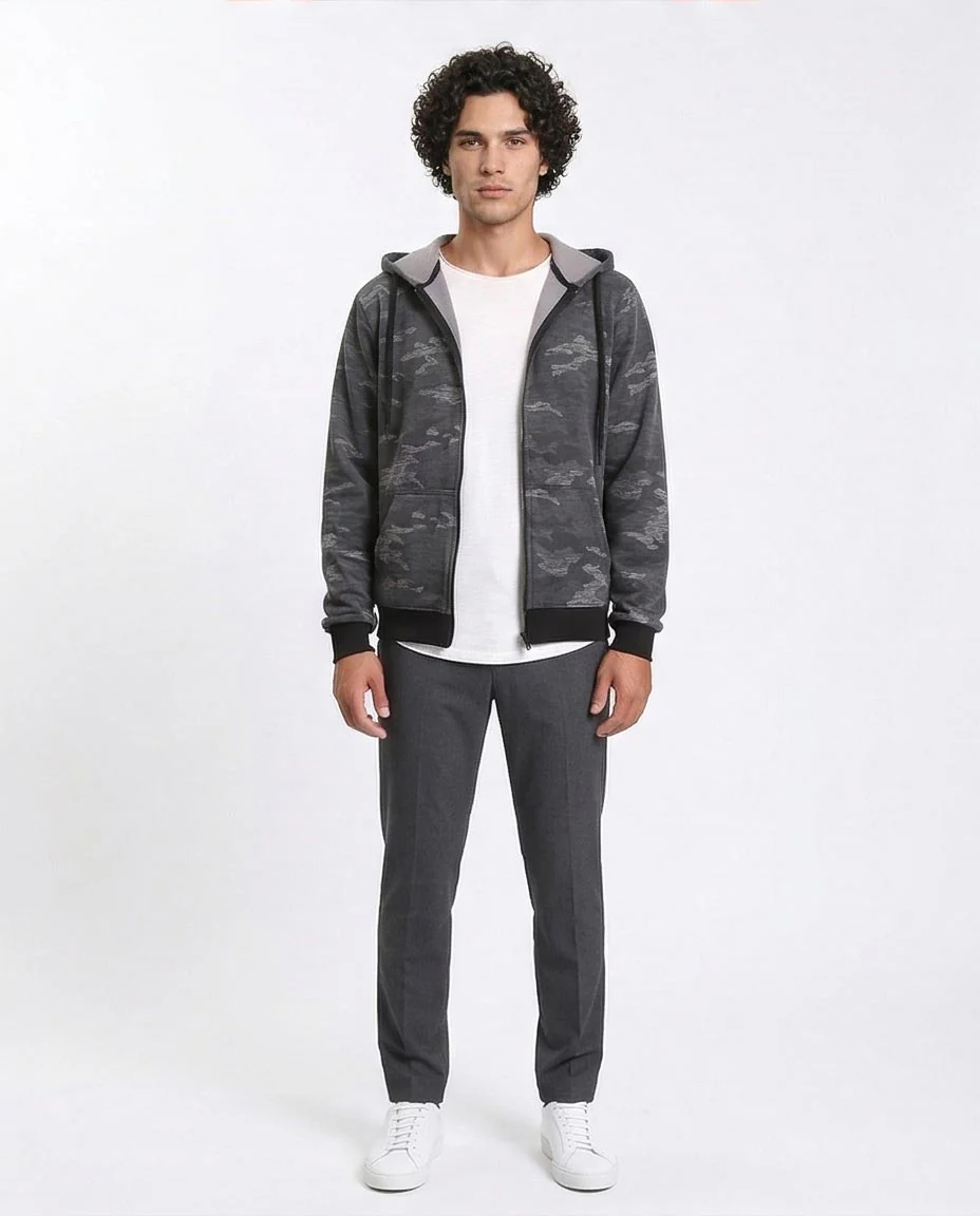 Ravin Men's Camo-Pattern Full-Zip Hoodie with Contrast Ribbing - R212101 - Image 4