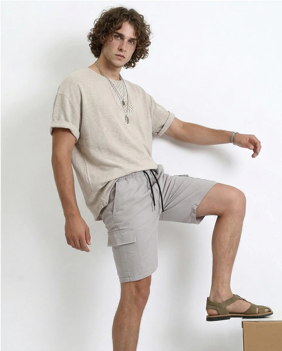 Ravin Men’s Cargo Utility Shorts – Relaxed Fit Drawstring Shorts with Side Pockets in Dove Grey - R209463 - Image 4