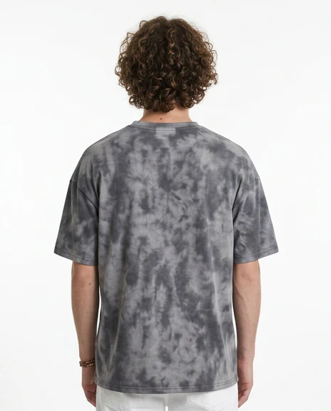 Men's Charcoal Cloud Tie-Dye Oversized Tee - R217584 - Image 2