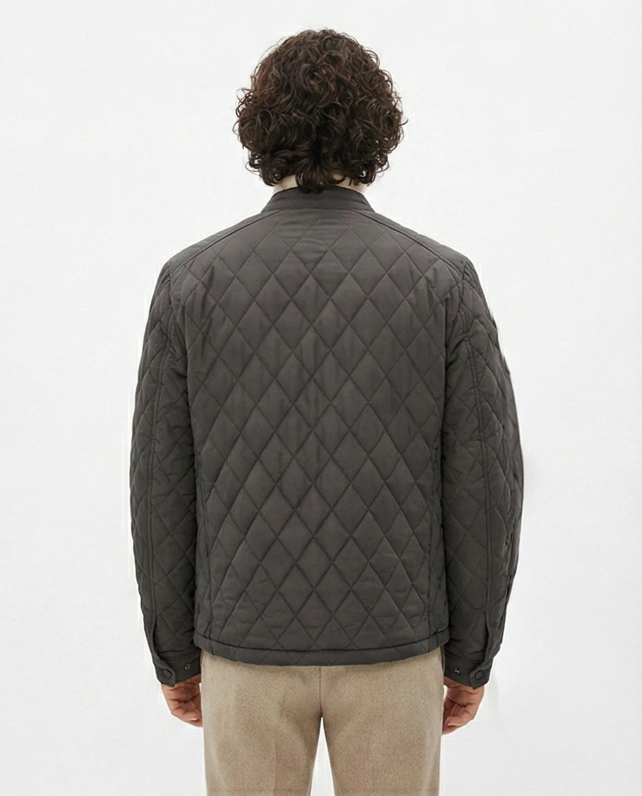 Urban Quilted Moto Jacket in Charcoal - Image 2