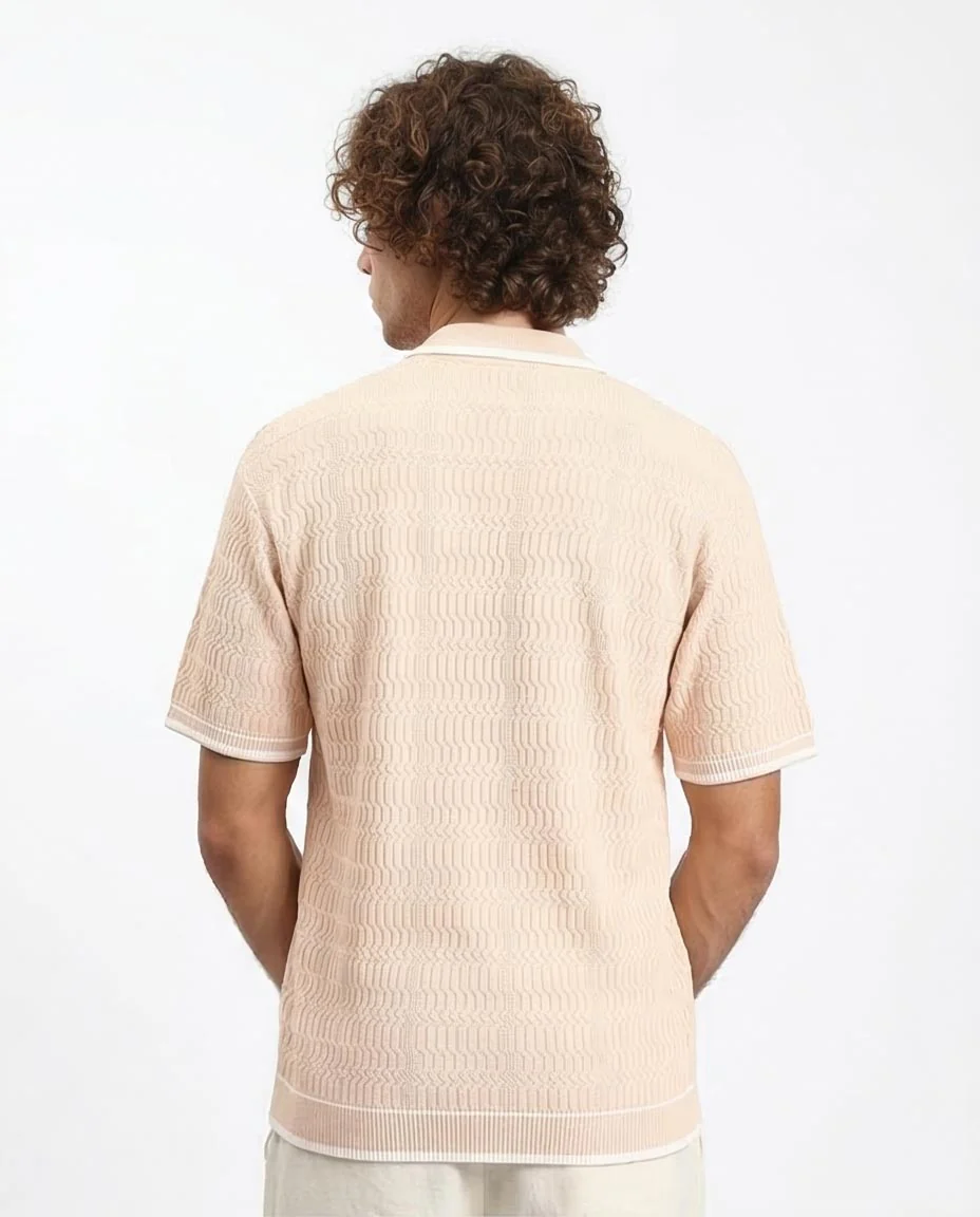 Ravin | Men’s Chevron-Textured Quarter-Zip Knit Polo - R213027 - Image 2