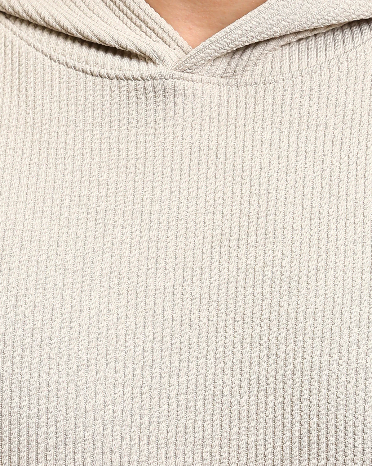 Men’s Chunky Ribbed Knit Oversized Hoodie – Sand - R215380 - Image 4