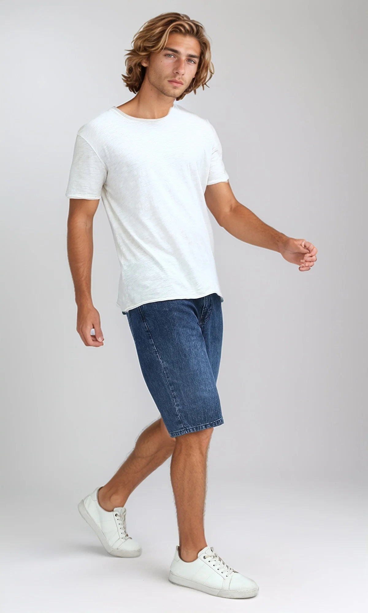 Men's Classic Indigo Denim Shorts - O198730 - Image 7