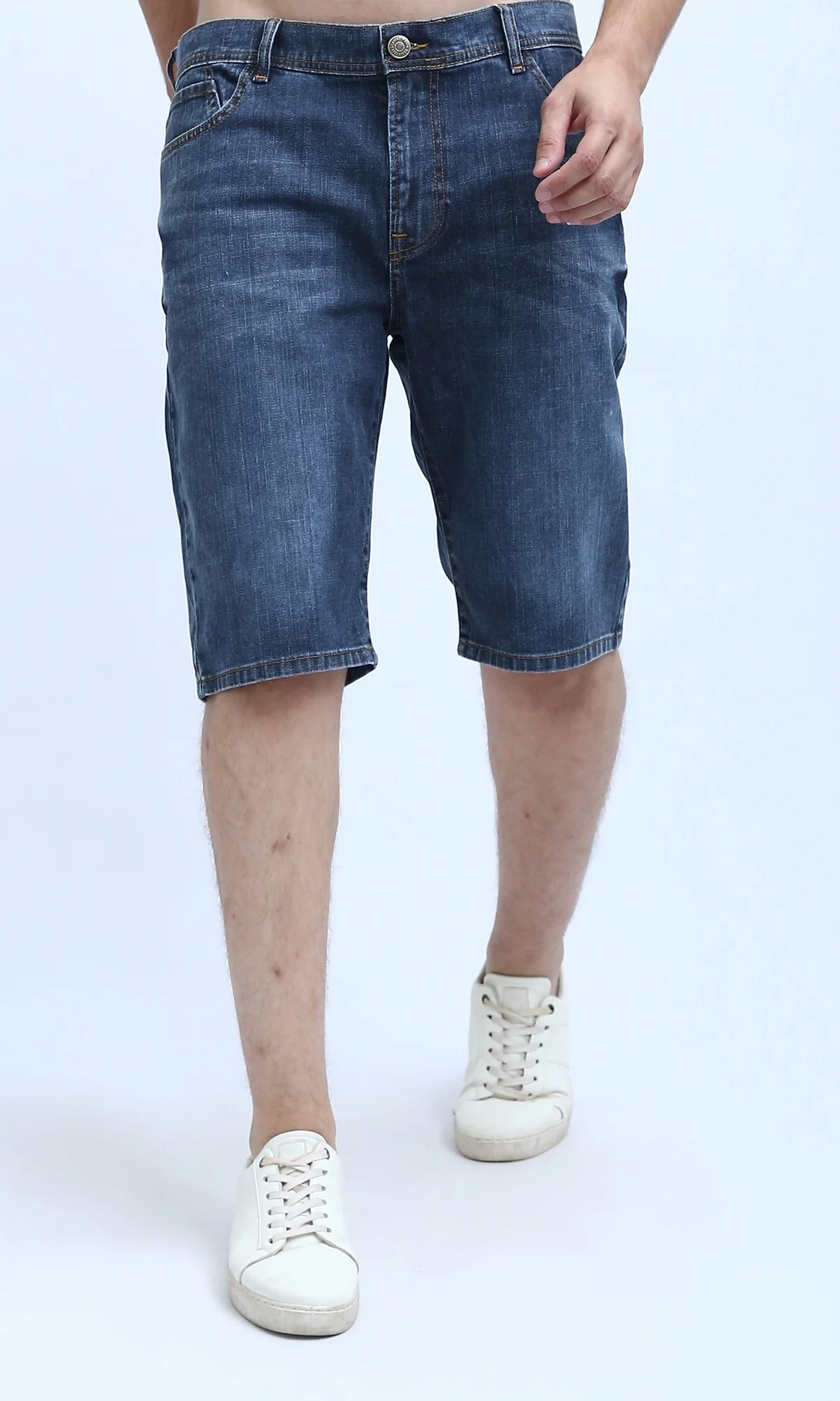 Classic Indigo Medium Wash Denim Shorts - O198734 - Image 2