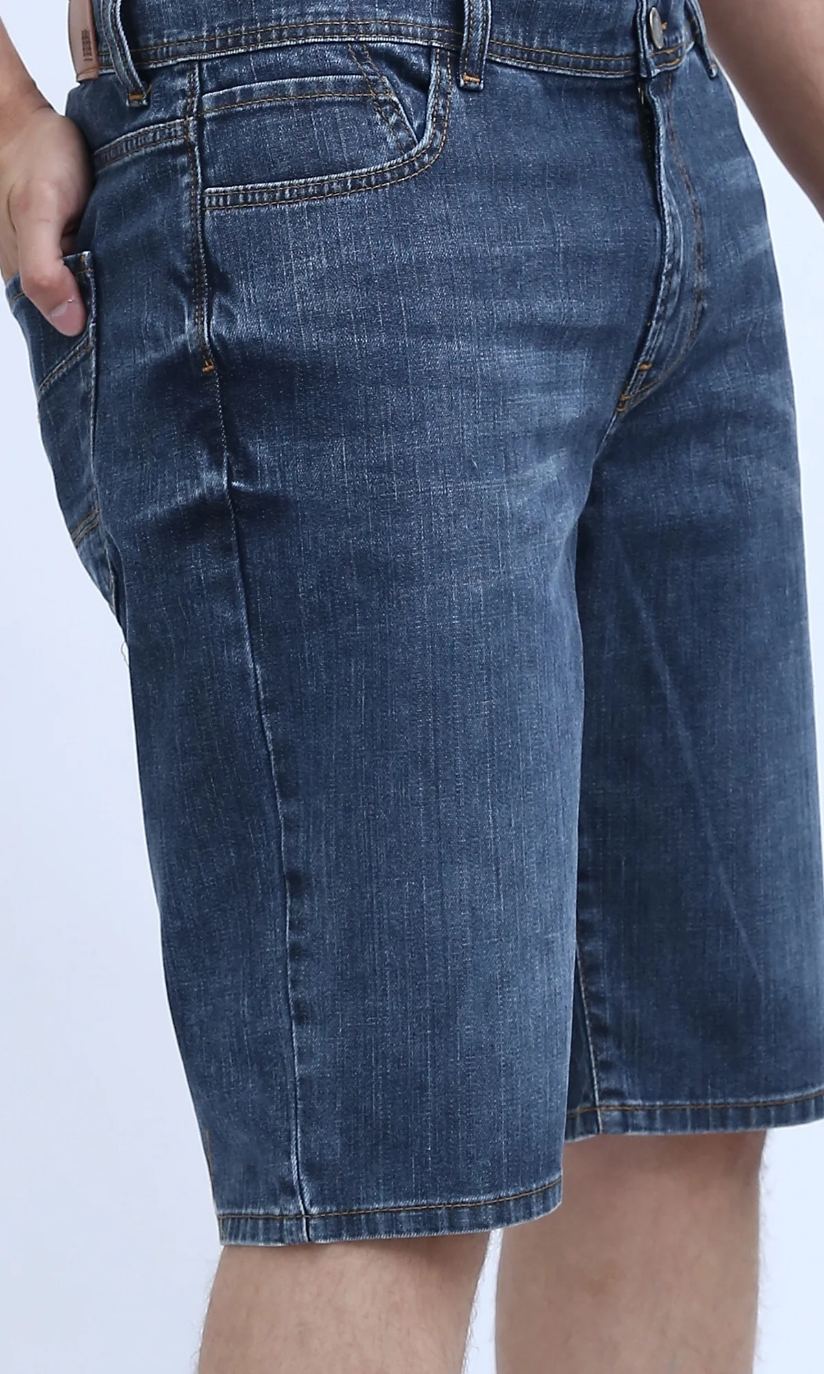 Classic Indigo Medium Wash Denim Shorts - O198734 - Image 4