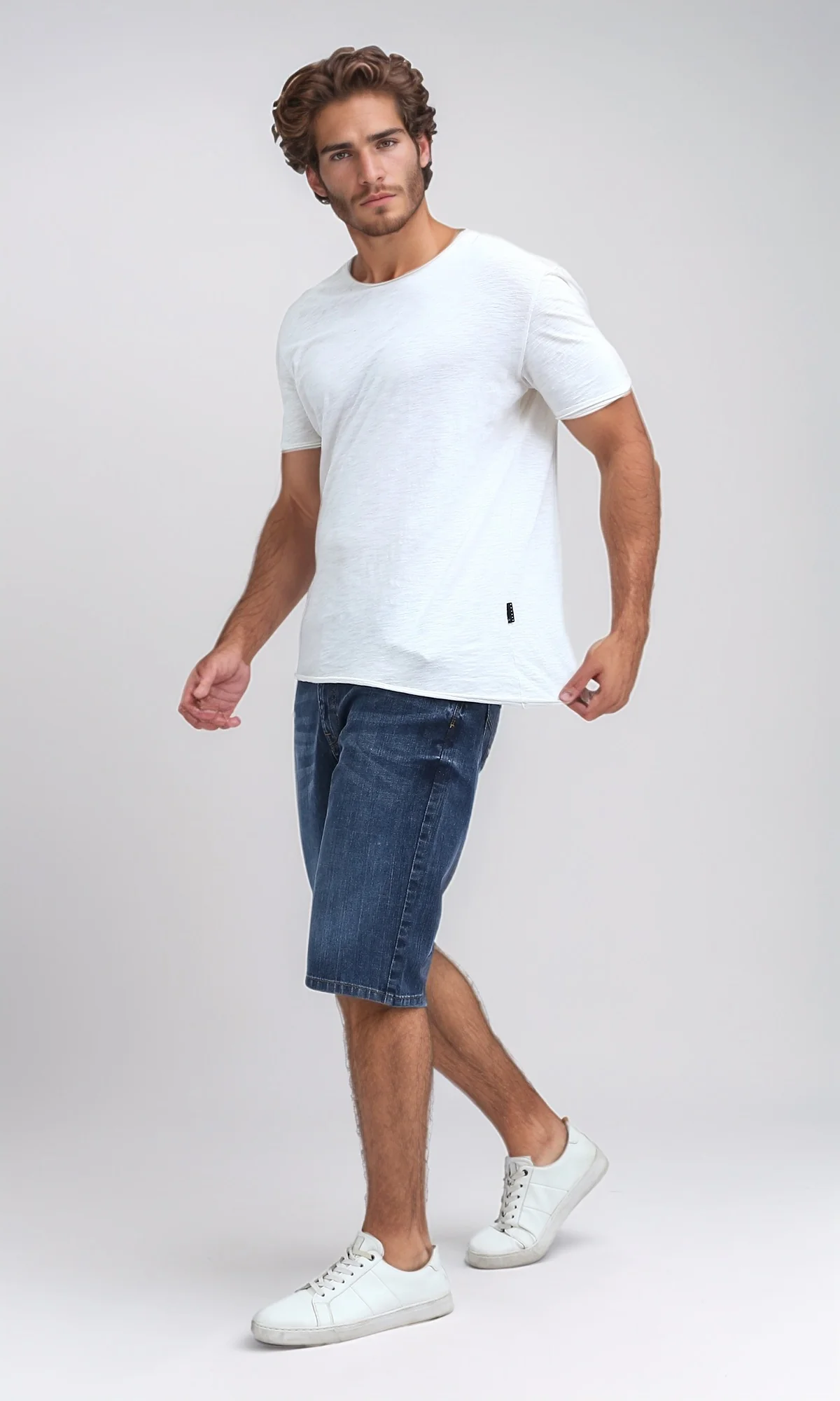 Classic Indigo Medium Wash Denim Shorts - O198734 - Image 6