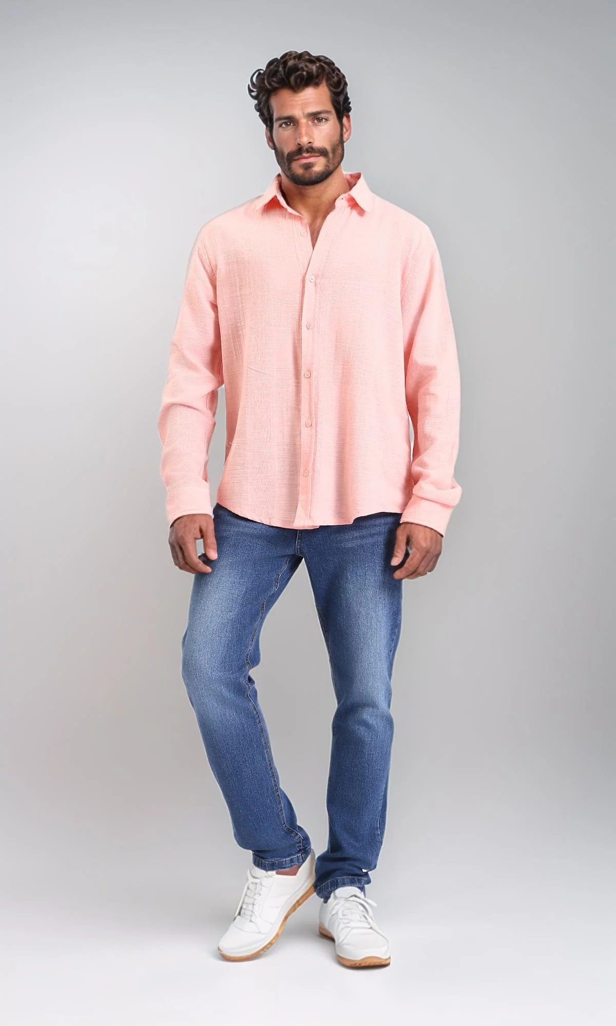 Men's Classic Medium Wash Slim-Straight Denim Jeans - O200506 - Image 4
