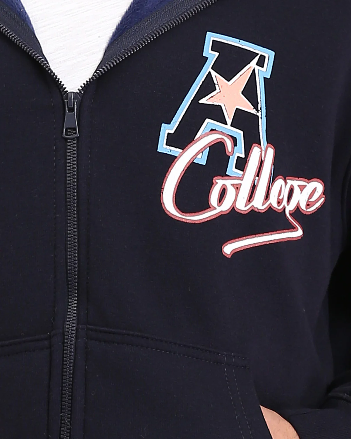 Ravin Men’s Collegiate Graphic Zip-Up Hoodie – Navy Blue - R213575 - Image 4