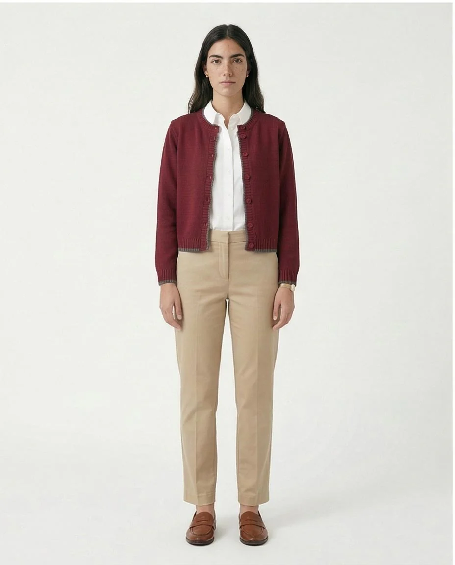 Ravin Men’s Contrast-Trim Knit Cardigan – Burgundy & Charcoal - R211189 - Image 4