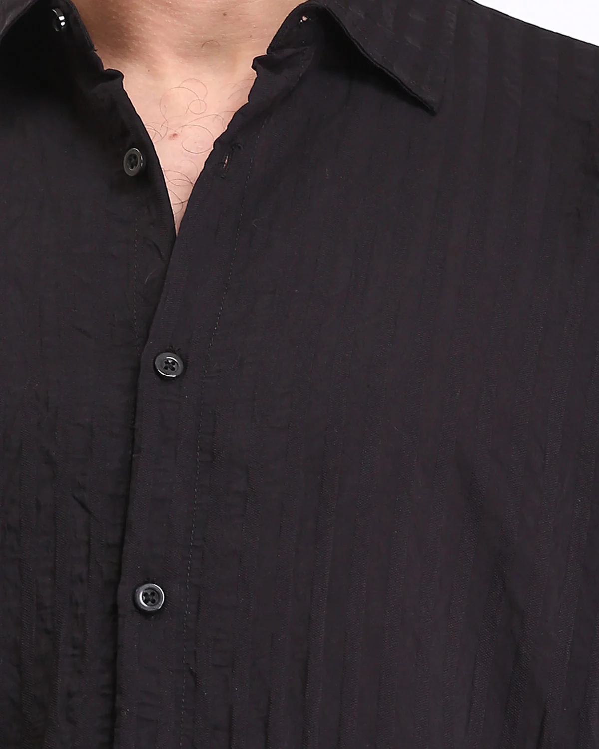 Ravin | Men’s Crinkle-Textured Relaxed Fit Shirt - Black- R211742 - Image 4