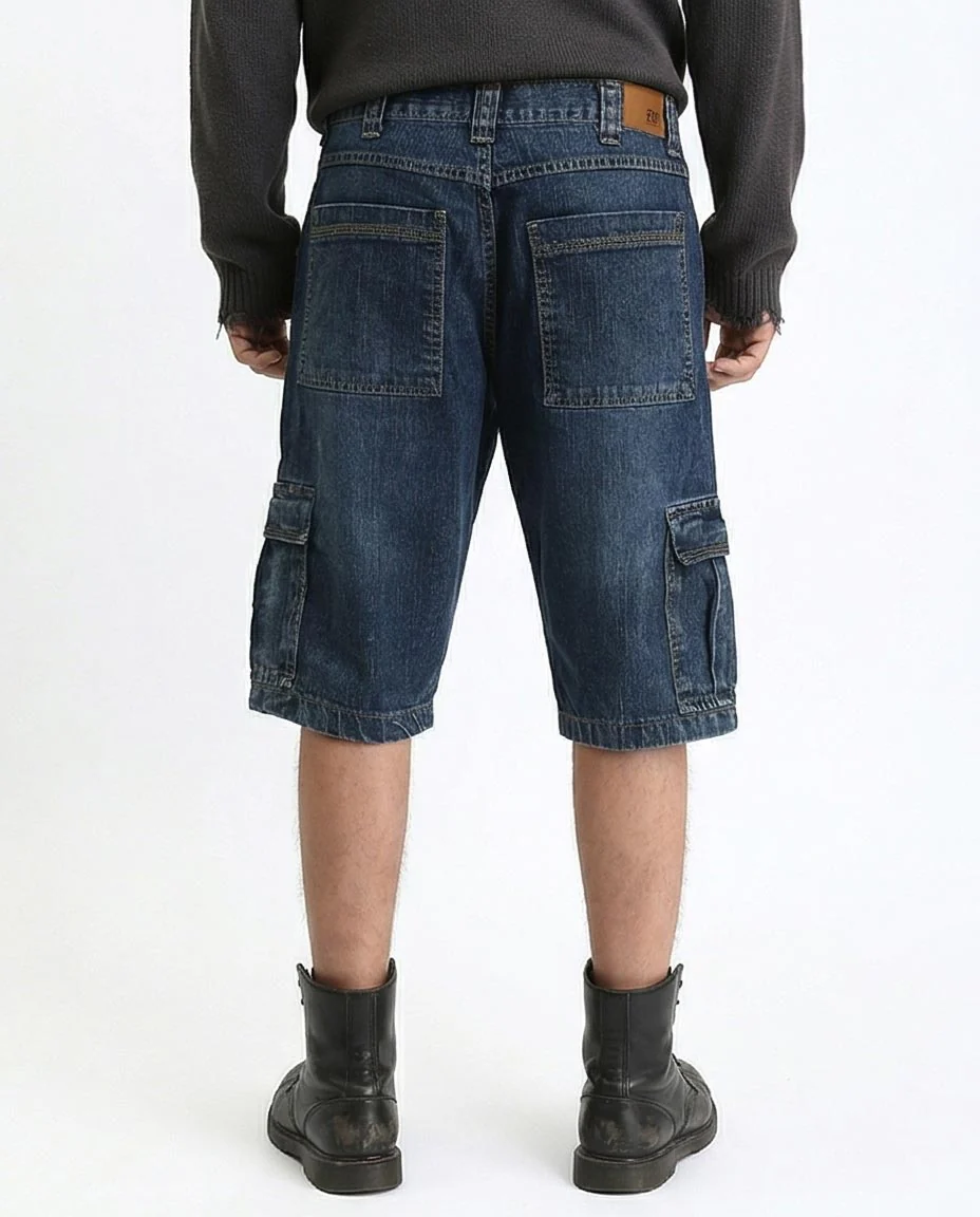 Ravin Men’s Dark Wash Distressed Cargo Denim Shorts – Regular Fit Multi-Pocket Jean Shorts - R207930 - Image 2