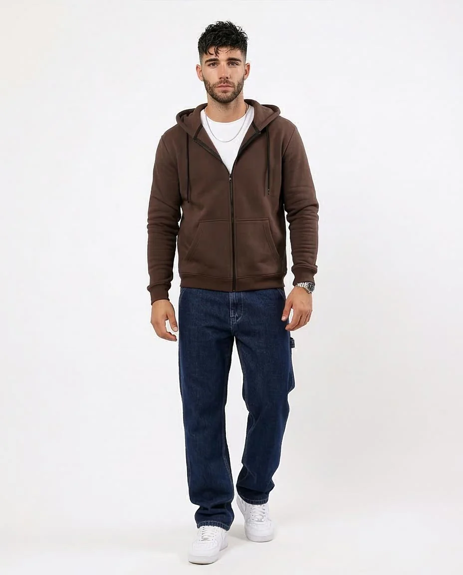 Men's Deep Chocolate Zip-Up Hoodie - 0180399 - Image 3