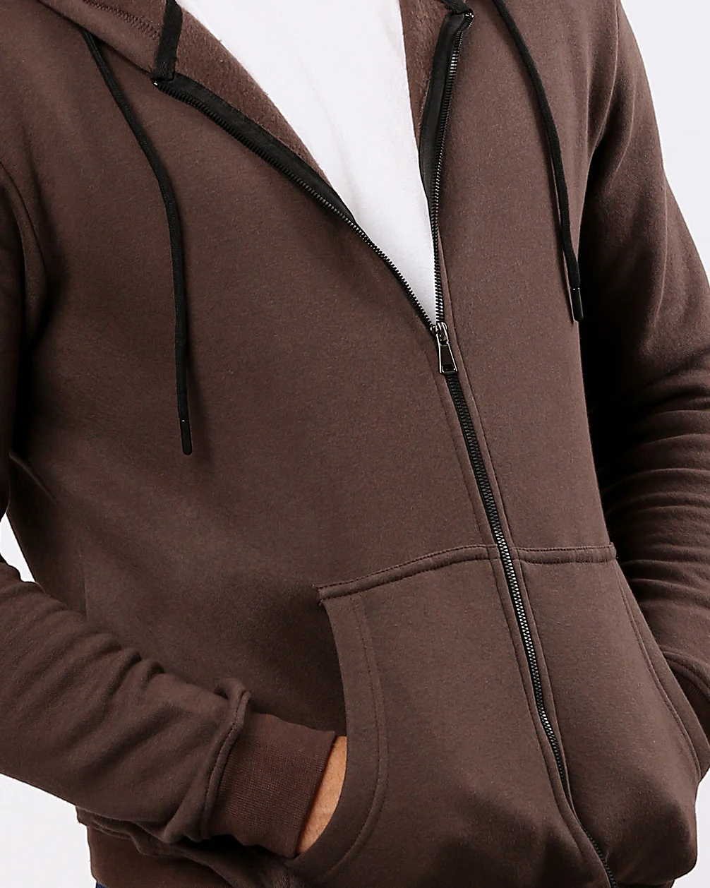 Men's Deep Chocolate Zip-Up Hoodie - 0180399 - Image 4