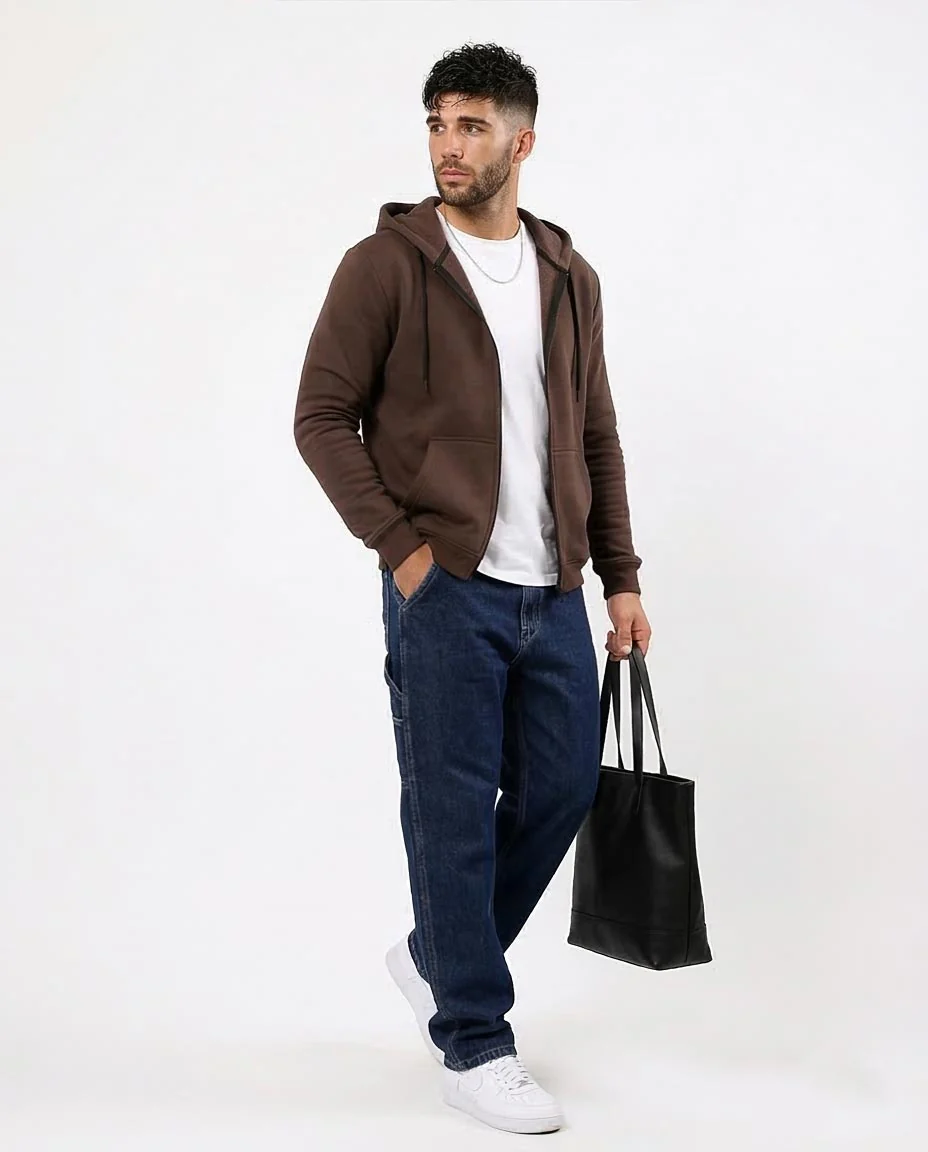 Men's Deep Chocolate Zip-Up Hoodie - 0180399 - Image 5