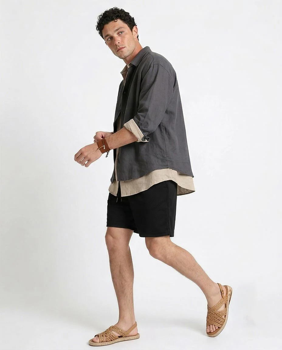 Ravin Men's Diamond Mesh Textured Relaxed Fit Shorts – Blacks - R208799 - Image 4